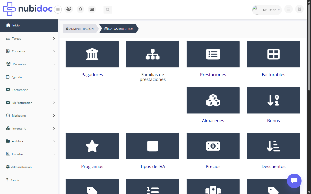Paso 3: Submenú de Datos Maestros