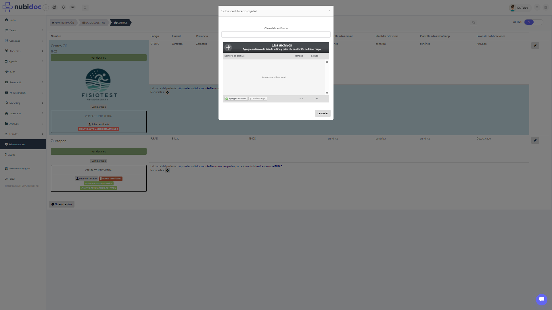 Paso 5: Dialogo Subir certificado digital