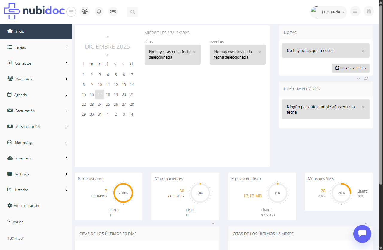 Paso 2: dashboard principal de Nubidoc